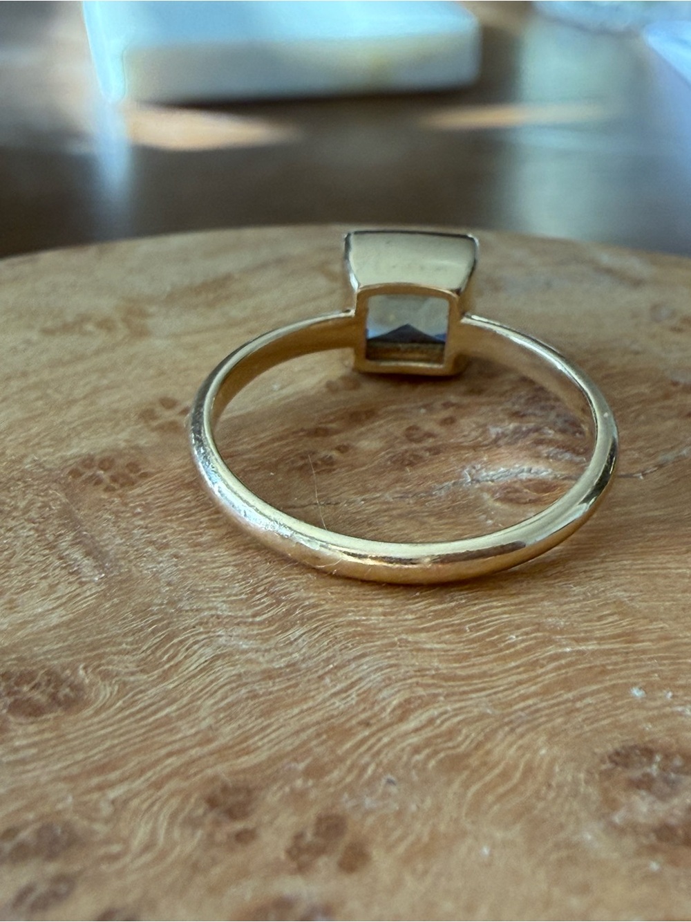14K Bezel Set Princess Cut Aquamarine Ring - Picture 3 of 6